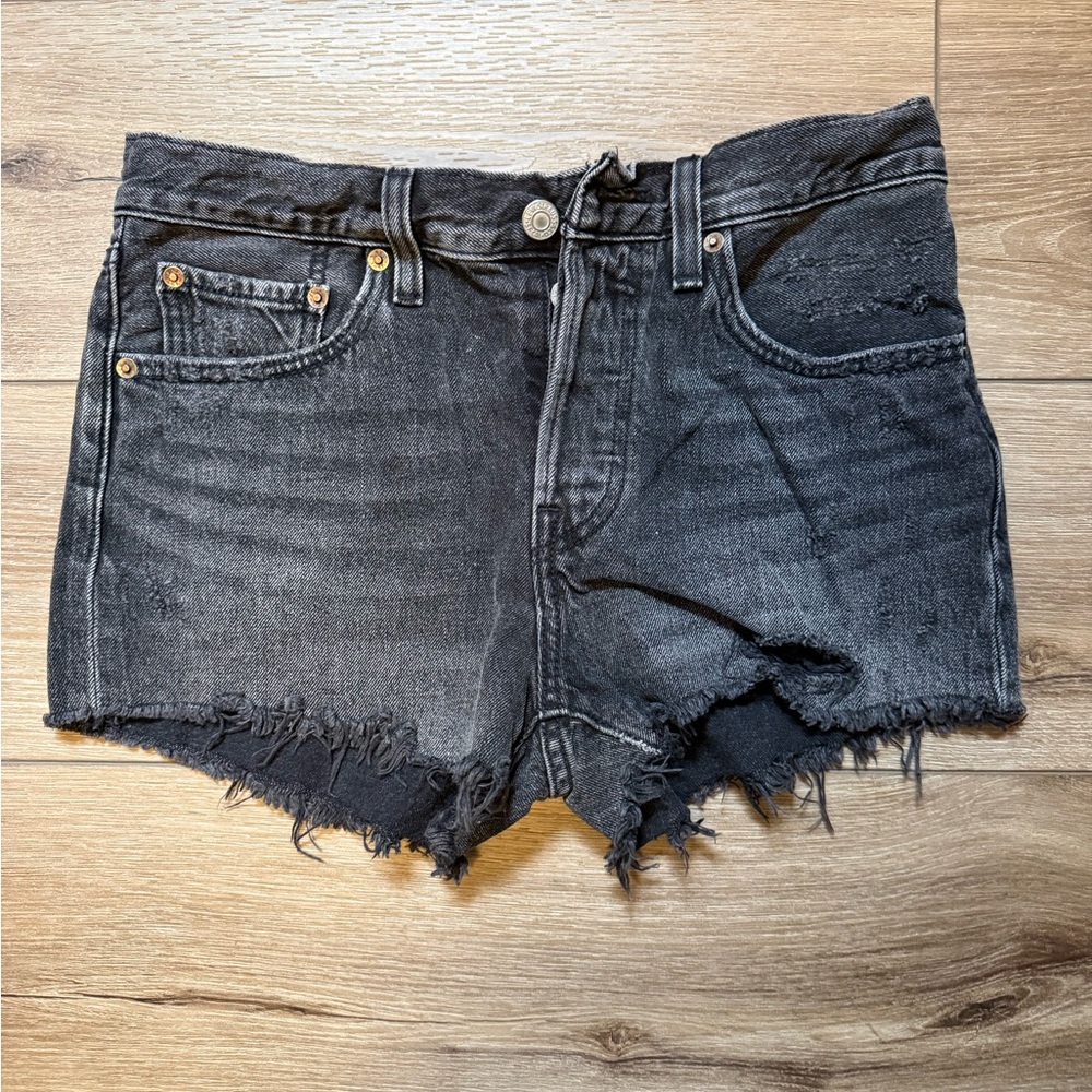 Levi's Black Distressed Cutoff Jean Shorts